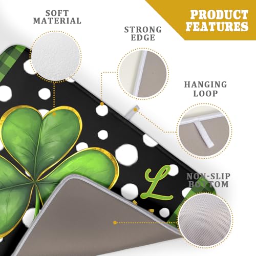 St. Patrick's Day Dish Drying Mats 18x24 Inch Green Clover Shamrock Lucky Kitchen Mat Polka Dot Microfiber Drying Mats Ultra Absorbent Reversible Dishes Drying Rack Pad for Kitchen Countertops (St Patricks Day Lucky Shamrocks-Dot / 18" x 24")
