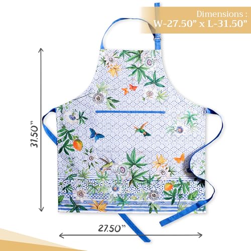 Aprons for women with Pocket 100% Cotton Pack of 1 (109 - Passiflora)
