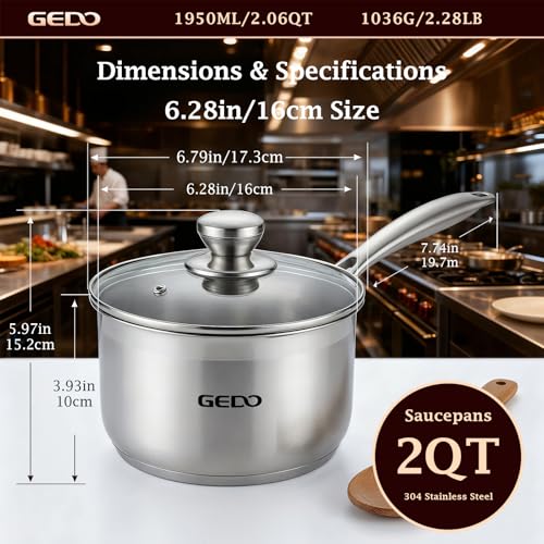 Food Grade 316L Stainless Steel Sauce Pan with Glass Lid