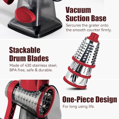 Rotary Cheese Grater Pro 6 in 1 (6 IN 1 / Black Red SP)