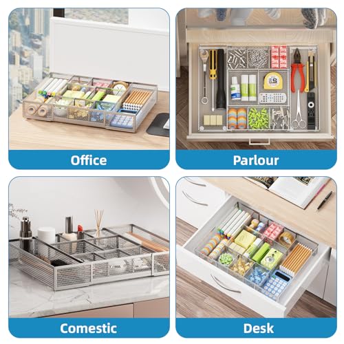 Expandable Desk Drawer Organizer (Expandable-Silver)