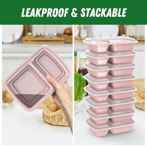 50 Pack 28 oz Meal Prep Containers with Lids 2 (Pink)