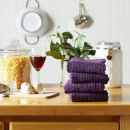Basic Terry Collection Waffle Dishtowel Set (Solid Eggplant / 15x26")