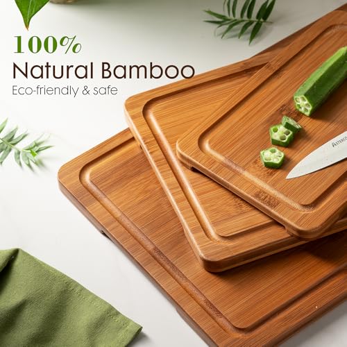 Deep Carbonized Bamboo Cutting Boards for Kitchen (Deep-Carbonized / 4 Pcs)