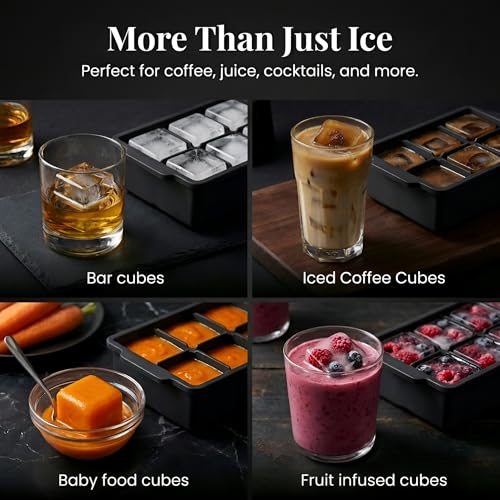 Large Silicone Ice Cube Tray (Black / 2-Pack)