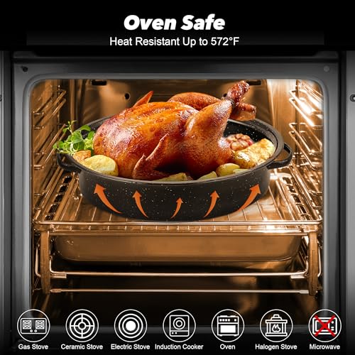 18” Roasting Pan with Lid and Rack (18 Inch)