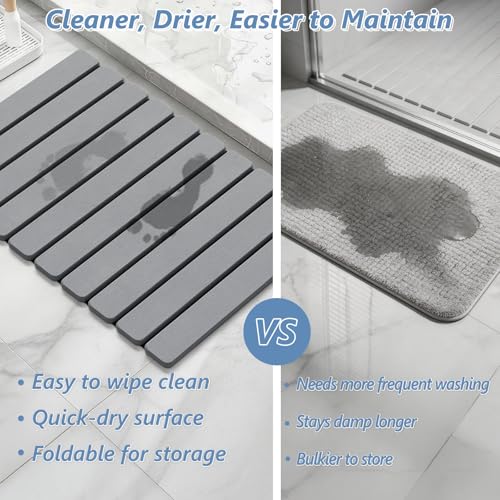 Foldable Stone Bath Mat (Grey / 23.6" x 15.5")