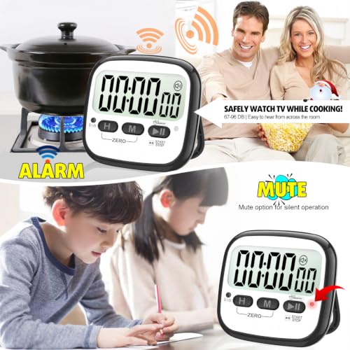 2 Pack Magnetic Kitchen Timers for Cooking (Digital Timer 2 Pack - Black)