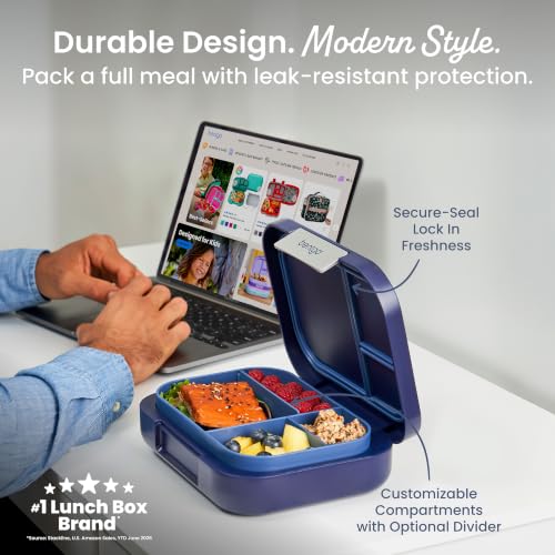 Modern Adult Bento Lunch Box with 3 (Navy)