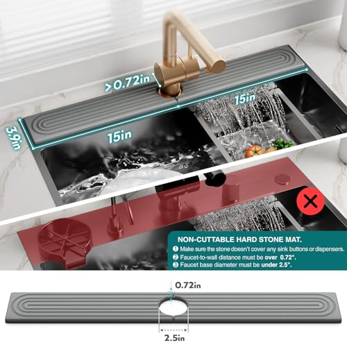 30 inch Kitchen Faucet Absorbent Mat (30" x 3.9" / Gray)