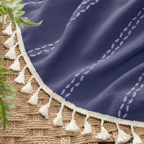 Navy Blue 100% Boho Blackout Curtains 2 Panels 52W X 82L (Navy Blue / 52"W x 82"L (Pack of 2))