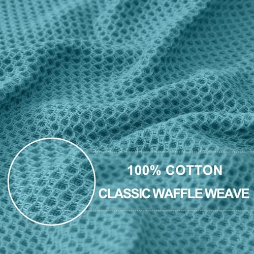 100% Cotton Waffle Weave Kitchen Dish Cloths 18 (Lake Blue / 12 X 12 - 18 Pack)