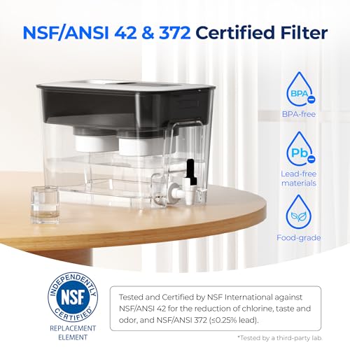 WFD-22L-DF Water Filter Dispenser, 40-Cup Water Purifier, Black (Black)