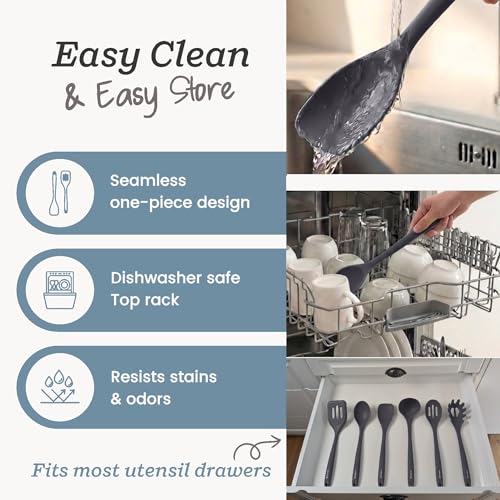 Starpack Like a Boss XL Silicone Cooking Utensils Set (Gray/Black / XL Size Set of 6, 13.5")
