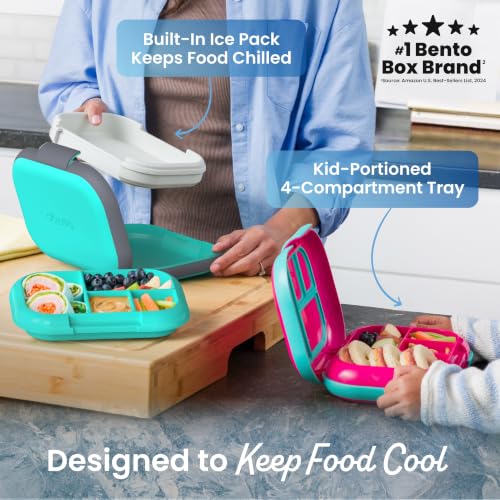 Chill Kids 4 Compartment Bento Box Leakproof Lunch Box (Electric Aqua)