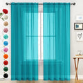 Sheer Voile Window Treatment Rod Pocket Curtain Panels for Kitchen Bedroom Living Room Drapes Sunlight Filtering Privacy Semi Home Decor Assorted (Peacock Blue / 52"W x 54"L (Pack of 2))