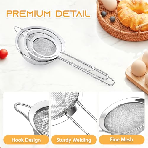 3Pcs Fine Mesh Strainer with Handle