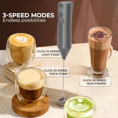 Rechargeable Milk Frother Handheld (ZK Dynamic Tornado Gray / Rechargeable Z1 Motor Max)