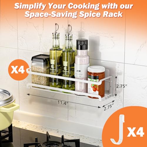 Spice Rack Wall Mounted 4 Pack (4Pack / White)