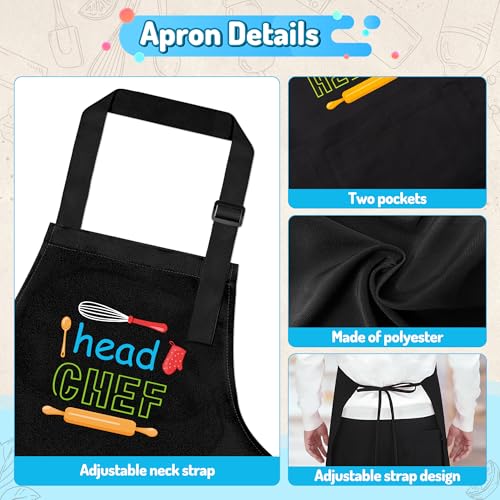 R HORSE Adult Kid Apron and Chef Hat Set (Black)