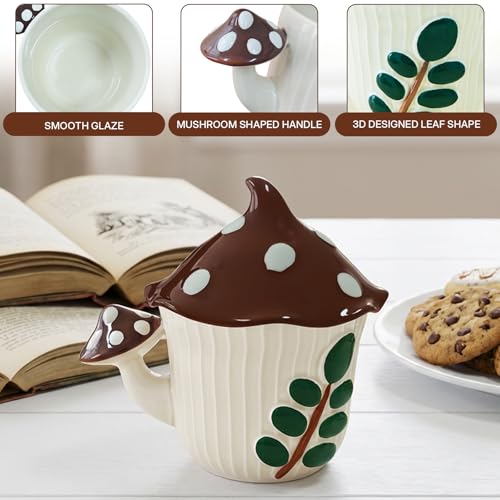 Cute Mushroom Mug Ceramic Coffee Cup 12oz (Mushroom)