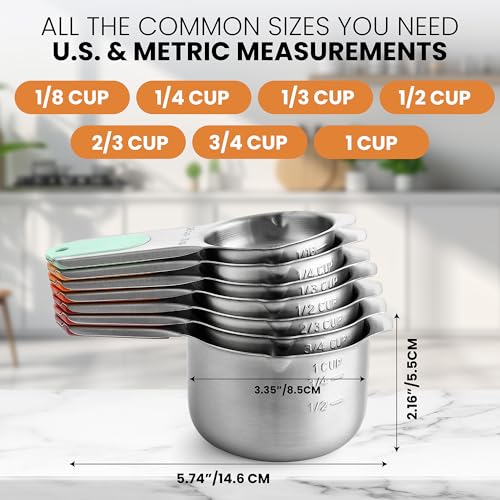 Magnetic Stainless Steel Measuring Cups Set of 7 (Desert Sunset / Magnetic - Set of 7)