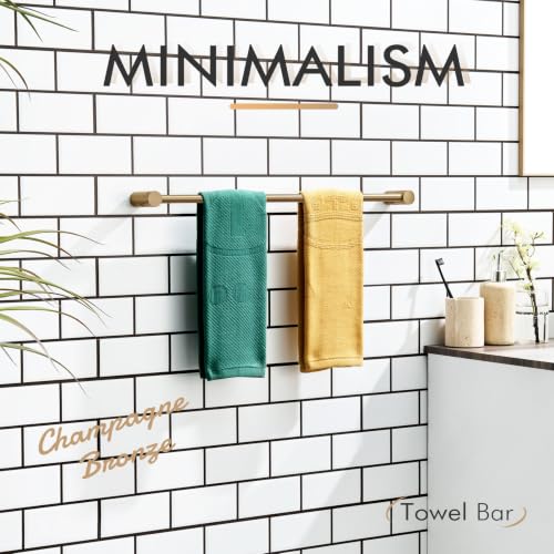 Bathroom Towel Rack Wall Mounted 24'' Bath Towel Bar Holder for Bathroom Hardware Accessories Champagne Bronze Stainless Steel (Champagne Bronze / 24-Inch)