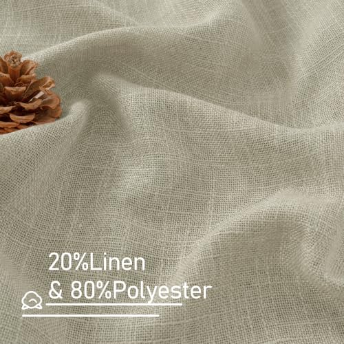 Sheer Linen Kitchen Curtains Over Sink 40 Inch Length 2 Panels (34"W x 40"L (Pack of 2) / Oatmeal)