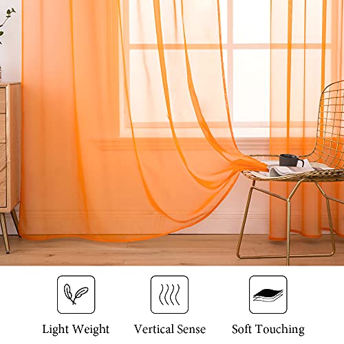 Orange Fall Sheer Curtains 54 X 72 Inches (Orange / 54"W x 72"L (Pack of 2))