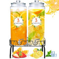 2 Pack 3 Gallon Glass Drink Dispenser for Parties Glass Beverage Dispenser with Stand and Spigot Leakproof Iced Water Storage Lemonade Juice Jar Mason with Lids for Wedding Parties Kitchen (3 Gallon)