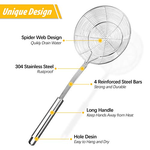 Large Stainless Steel Spider Strainer Long Handle