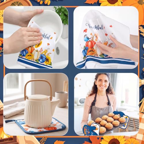 10 Pcs Fall Kitchen Decor Blue Pumpkin Kitchen Accessories Set (Navy Blue / Fall)