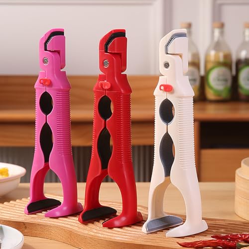 3-in-1 Hot Plate Gripper Tongs,Multi-Angle Hot Plate Gripper, Silicone Non-slip Hot Dish Plate Holder,Microwave Oven Cooking,Kitchen Utensil for Bowls,Pans,Dishes (2PCcrose red)