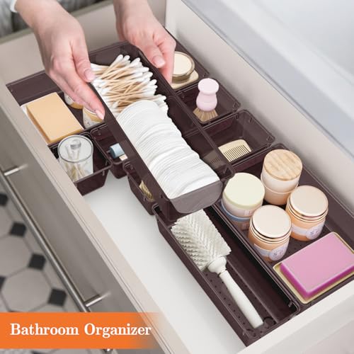 25 PCS Plastic Drawer Organizer (Brown)