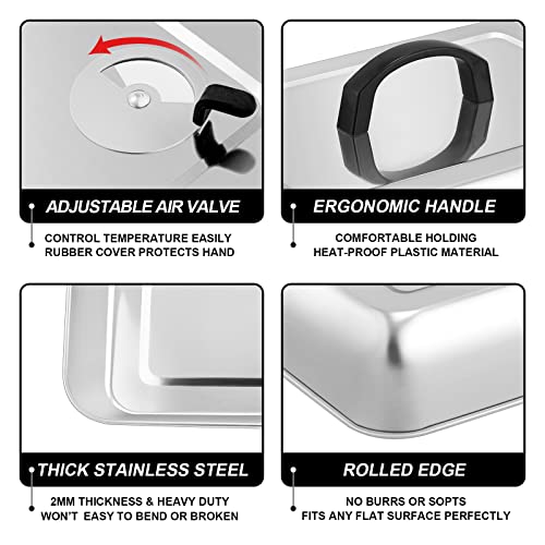 Melting Dome 13.3" X 9.8" Stainless Steel Basting Steam Cover (1 x Melting dome with vent)
