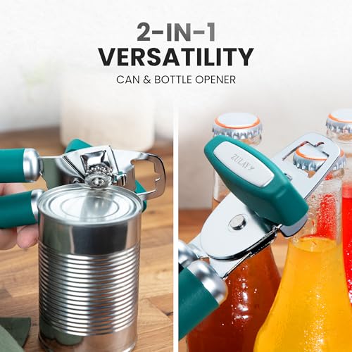 Manual Can Opener Heavy Duty Patented Stainless Steel (Emerald / Comfy Grip)