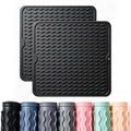 2 Pack Caketime Silicone Dish Drying Mat for Kitchen Counter Under Sink Protector Organizers Cooking Baking Espresso Machine Accessories Coffee Mats Appliance Stone Rack Trays Drain 12"x12" Black (Black / 12"*12")