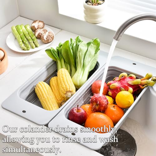Collapsible Colander Silicone Kitchen Strainer (Gray)