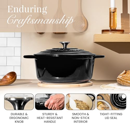 Cast Iron Pot with Lid (Black / 5-Quart - Deep)