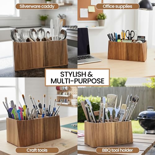 Large Kitchen Utensil Holder for Countertop (3 Compartment)
