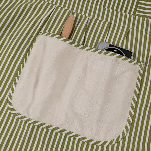 Cute Cotton Apron for Women (Medium / Green Striped)