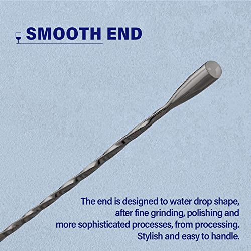 Bar Spoon Cocktail Mixing Stirrers (12"-Drop Shape-2PCS / Black)