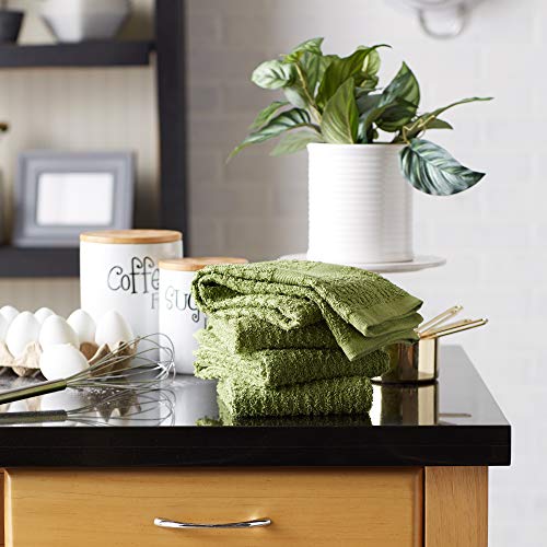 Basic Terry Collection Waffle Dishtowel Set (Solid Antique Green / 15x26")