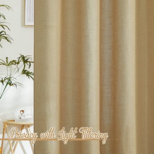 Linen Brown Curtains & Drapes Privacy with Light Filtering (52"W x 84"L (Pack of 2) / Linen Brown)