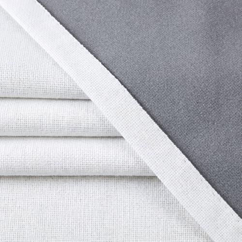 100% Blackout Linen Curtains for Bedroom Living Room 72 Inch Long (White/Linen Total Blackout / 52"W x 72"L (Pack of 2))