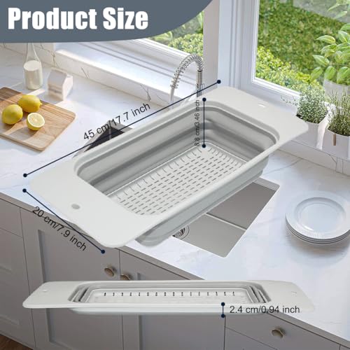 Collapsible Colander Silicone Kitchen Strainer (Gray)
