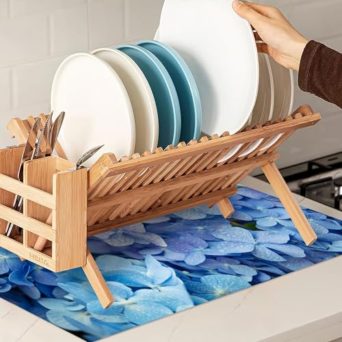 Blue Hydrangea Flower Dish Drying Mats 18x24 Inch (Blue Hydrangea Flower)
