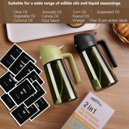 Olive Oil Dispenser and Oil Sprayer 16oz (White / 1 Pack)