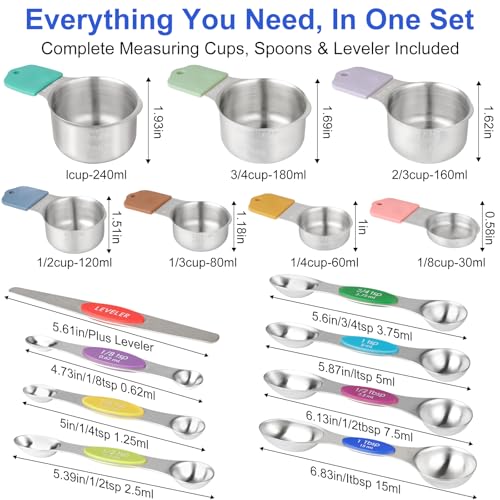 Magnetic Measuring Cups and Spoons Set (Light Colorful / Magnetic Measuring Cups and Spoons Set)