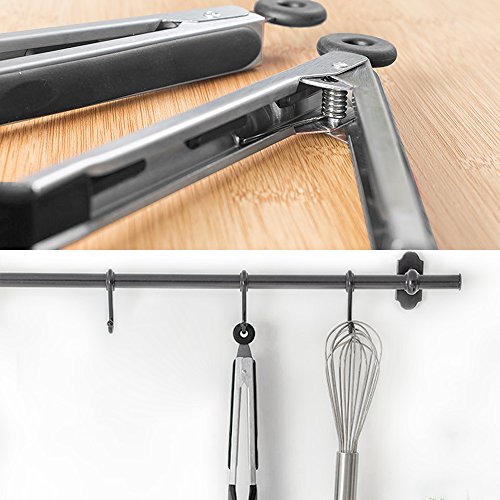 Cooking Tongs 9" and 12" Stainless Steel Kitchen Silicone Serving Tongs (9 & 12 inch / Black)